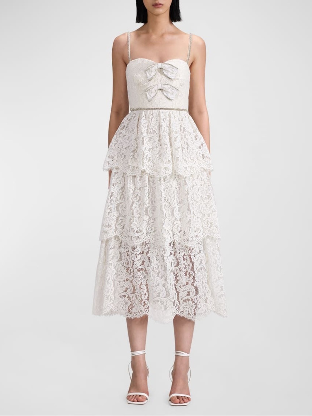 Self Portrait White Lace Diamanté Dress Size 4